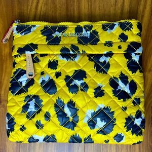 NWT MZ WALLACE Leopard Print Crossbody Flat Metro Yellow Black Quilted Bag Purse